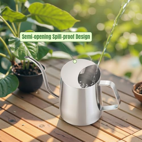 Image of Watering Can for Indoor Plants, Indoor Watering Can with Long Spout and Handle Rust-Proof 304 Stainless Steel Material (1000ml /34oz)