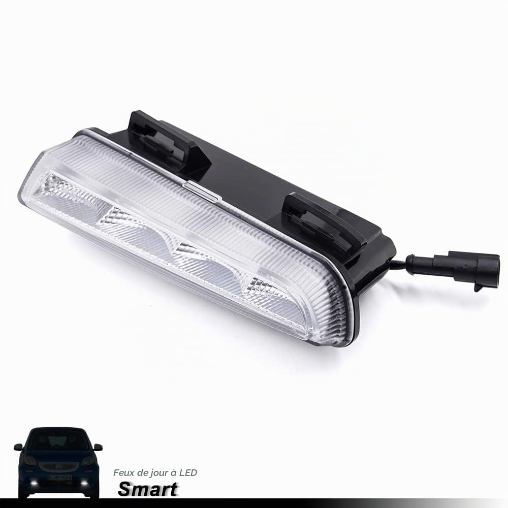 Feux de Jour LED Compatible avec M-ercedes-Benz Smart Fortwo 451 2013-2015, Feux de Conduite Avant DRL Antibrouillard DLR Kit Câblage Canbus Sans Erreur Blanc Xenon 800LM 2PCS