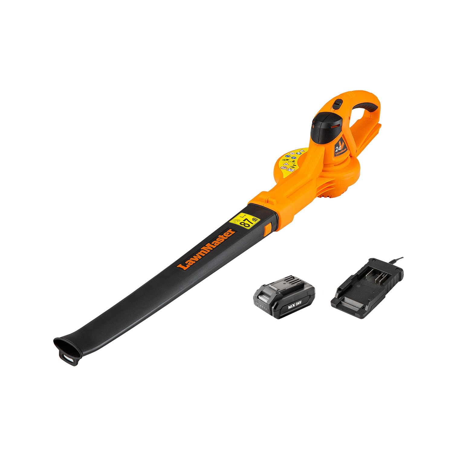LawnMaster MX 24V Cordless Leaf Blower with Battery - Lightweight Battery Powered Garden Blower with MX 24V 2.0Ah Lithium ion Battery and Charger, 2 Year Guarantee
