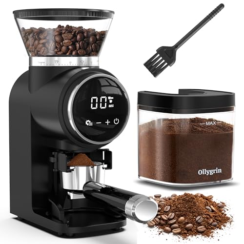 Ollygrin Conical Burr Coffee Grinder Electric, Compact Coffee Grinder for