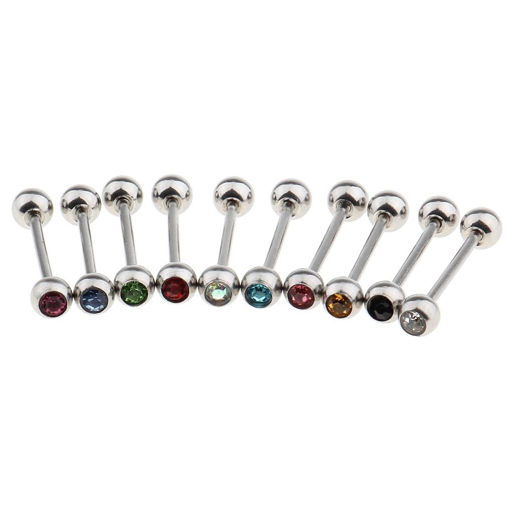 6x10 Stück 14 Strass Edelstahl Ball Lip Barbell