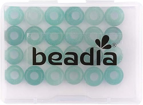 Miniatura 5 de BEADIA Piedra Rondelle de aventurina verde natural con agujero grande (0.157 pulgadas), cuentas semipreciosas sueltas para fabricación de joyas,