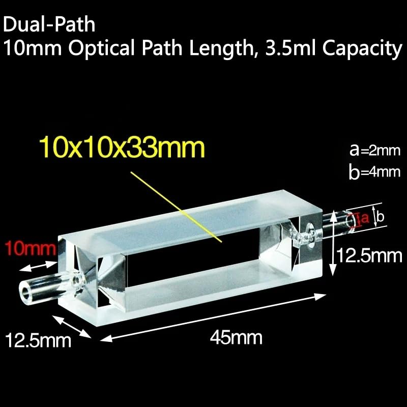 Cuvetta for cella a flusso al quarzo - Lunghezza percorso ottico 10 mm, capacità 3,5 ml, adatta, 1 pcs(Dual-Path 4mm Funnel)