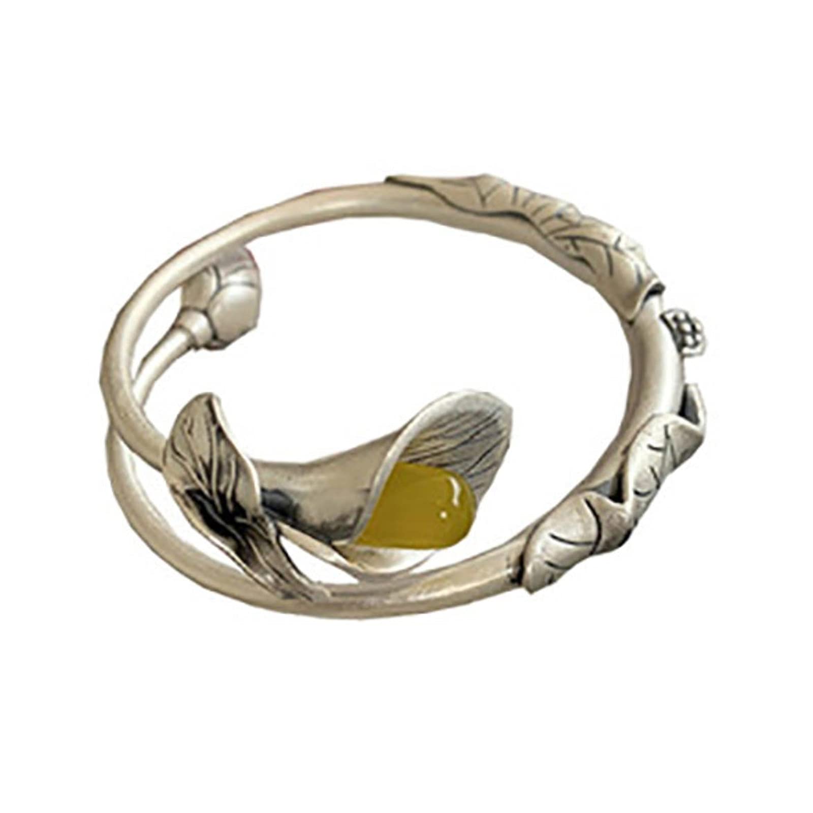 HCMA HCMA Pulsera de Plata de Ley 925 Hecha a Mano Vintage, brazaletes de Flores creativos a la Moda, joyería étnica, los Grandes Regalos para Mujeres