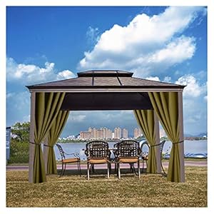 Waterdichte buitenterrasgordijnen, roestvrij zilveren doorvoertule Veranda Decor thermisch geïsoleerd gordijn voor, 2…