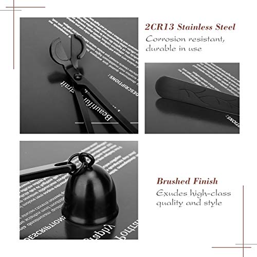 Lewondr Candle Accessoireset, roestvrij stalen tool kit inclusief kandelwikker, tandwiksnijder, kaarshouder, elegant cadeau voor wiebelen, 3 stuks - Image 5