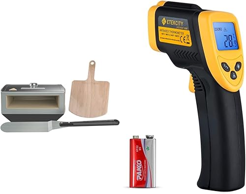 BakerStone Caja de pizza, horno superior de estufa de gas (acero inoxidable) y termómetro infrarrojo Etekcity 1080, pistola de temperatura digital