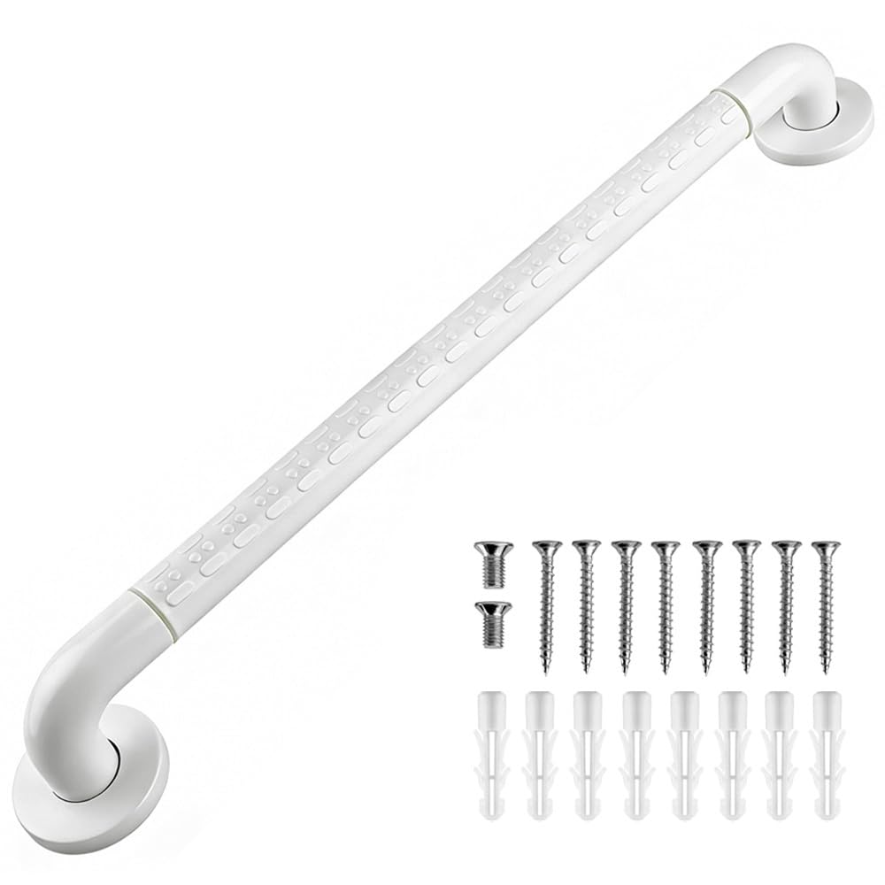 Poignée de Baignoire de Sécurité,Barre de Maintien Douche 60cm,Barre d'appui Salle de Bain,Murale Inox 304 Anti-dérapante Barre d'appui WC/Douche pour Personnes,Âgées et Handicapées,Blanc
