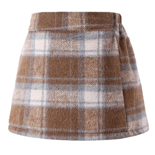 Falda lápiz de tweed para niña con pantalón interior corto y cintura alta de cuadros