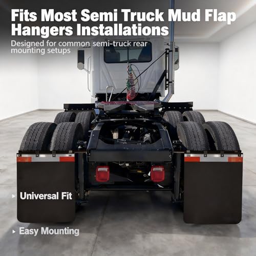 Image of Straight Bar Type Mud Flap Hangers for Semi Truck Mud Flap Hangers for Semi Mud Flaps with Reflective Strip Tape Square Steel Mudflap Hangers