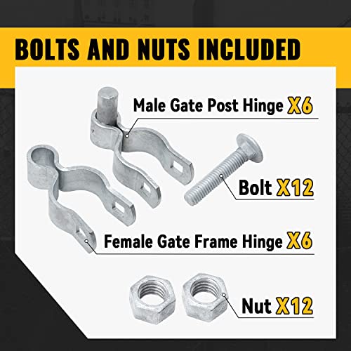 Image of VIVIDA 1-3 /8 inch Chain Link Fence Gate Hinge Kit 6 Set, Pipe Gate Hinge