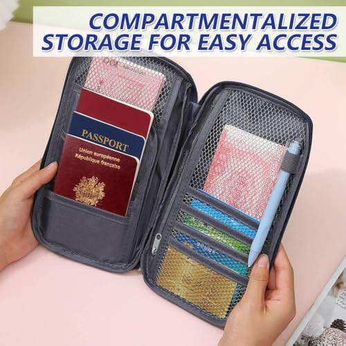 Image of Navy Blue Rfid Blocking Travel Wallet, Spacious Passport Cover For Men