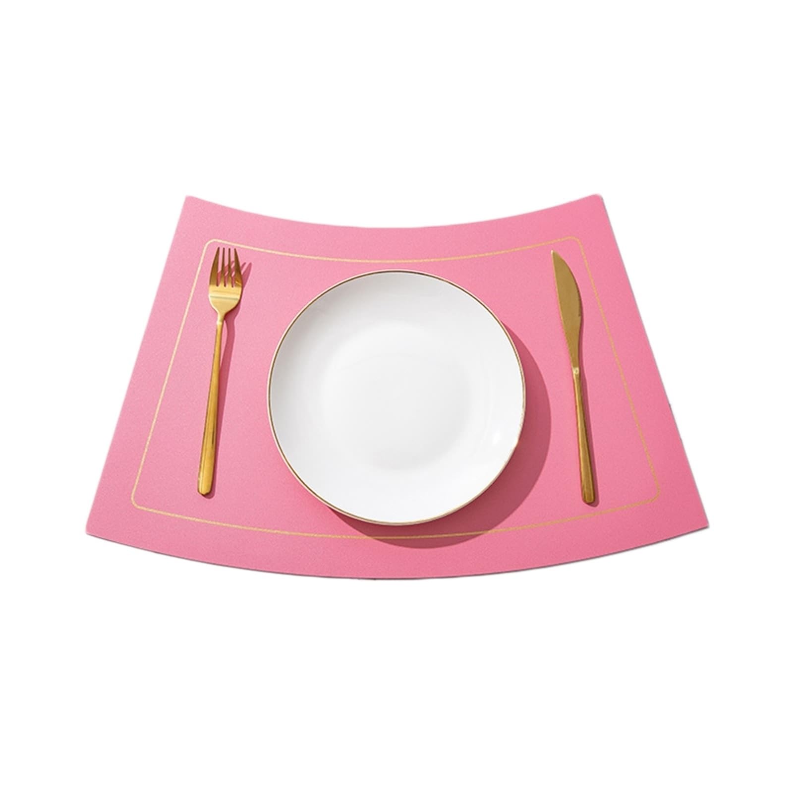 Lot de 6 sets de table - Rose/violet - Réversible - Tissu bicolore avec lignes dorées - 30 x 50 cm - Pour cuisine et salle à manger