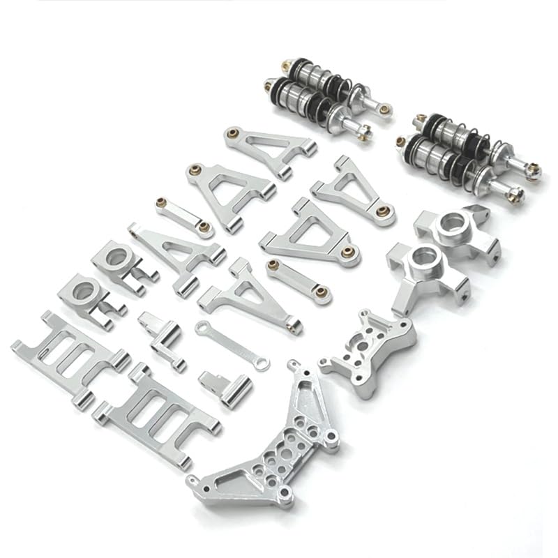 JOYSOG RC Parts for Mjx Hyper Go 1/14 14301 14302 14303 Front & Rear shock absorbers Swing Arm Steering Cup Tie Rod Kit Upgrade Parts (Silver)