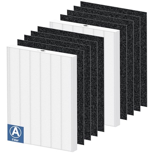 [2+8 Pack] 115115 Replacement Filter A Size 21 for Winix PlasmaWave C535, 5300, 5300-2, P300, 6300, 6300-2, AM90, 9000, 5000, 5000B, C909, 9800 Air Purifiers, 2 True HEPA Filters+8 Carbon Pre-Filters
