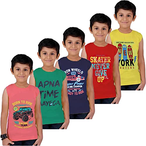 Image of Boys Chest Printed t Shirts Cotton Combo Pack of 5