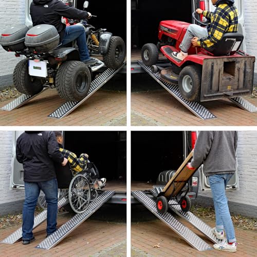 TRUTZHOLM 2X Aluminium Auffahrrampen 400 kg das Paar (200 kg einzeln) 200 cm Länge – Leicht, Stabil & rutschfest – Ideal für Motorräder, Quads, Rasenmäher & mehr