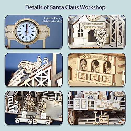 Uguter 3D Wooden Puzzle Santa's Workshop House Model Kit Diy Home Decoration Stunning Easter Christmas Birthday Gifts For Adults And Teens (Santa’s Factory) #TOP4