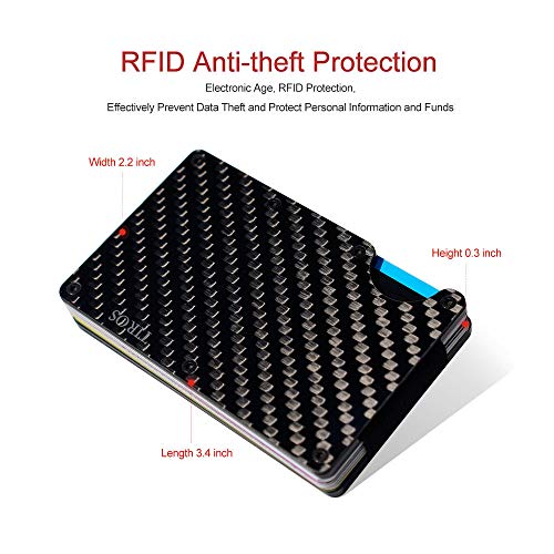 2X Microseven Carbon Fiber RFID Blocking Slim Money Clip Card Holder Metal Men's Wallet with Black Gift Box3