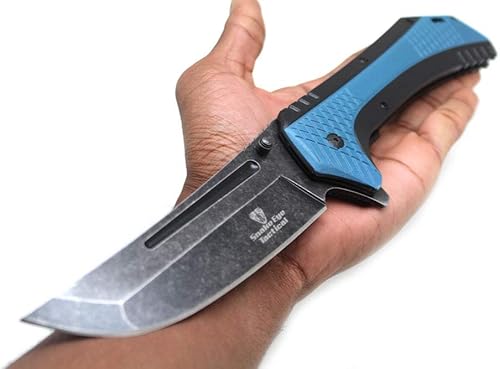 Miniatura 2 de Snake Eye Tactical Cuchillo de bolsillo plegable de 12 pulgadas con hoja lavada a la piedra, ultra suave, con una sola mano, edición limitada, ideal