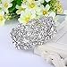 EVER FAITH Austrian Crystal Bridal Floral Leaf Elastic Bracelet for Women Clear Silver-Tone