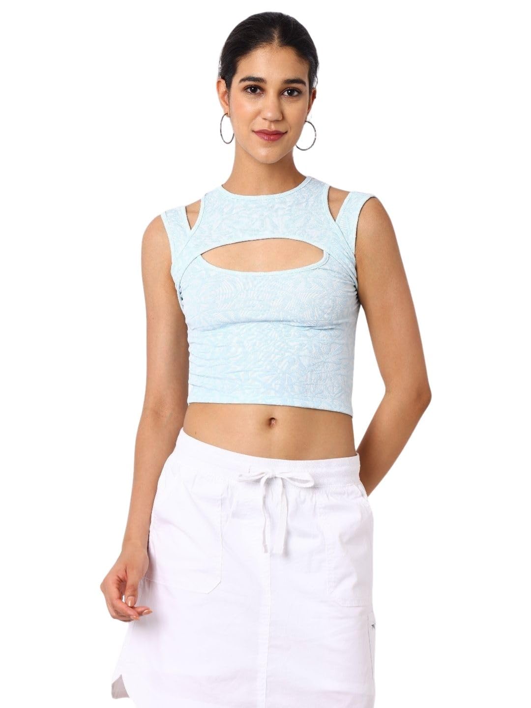 freehand by The Indian Garage Co Women Fitted Casual Textured Cut Out Top-picture-39