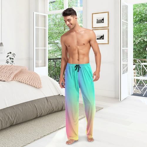 Bright Rainbow Gradient Mens Pajama Pants Lounge Men's Pajama Bottoms Soft Sleep Pants With Pockets XL2