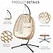 LEX CRAFT Egg Chair with Stand, Patio Wicker Hanging Chair, Hammock Swing Chair, 350LBS Capacity for Bedroom, Balcony, Garden (YE-BE)