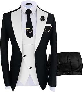 Mens Suits 3 Piece Slim Fit Suit for Men Wedding Double Breasted Prom Tuxedo for Men Formal Dinner Party Suit