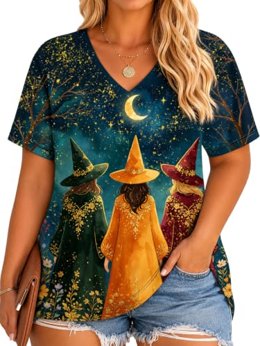 IsPICK Plus Size Halloween Shirts Women Witch Sanderson Hocus Pocus Tshirts - image 1