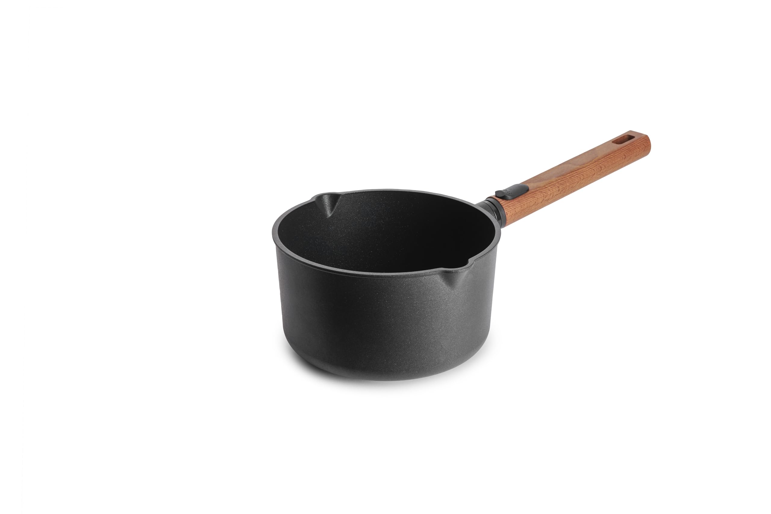 Woll Black Eco Logic Qxr Sauce Pot Inductive Diameter 18 Cm Height 10 Cm 2.0 Litres With Removable Sustainable Wooden Handle Suitable For All Hob Types Pfas-Free Non-Stick Coating Cast Aluminium