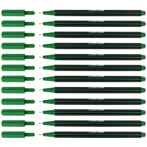 D.RECT D408 Fineliner | Adecuado para el Uso Diario, Escritura y Material Escolar | Superfino, Ancho de Línea Aprox. 0,4 mm | 12 Unidades | Color Verde