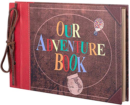 Photo Album Scrapbook, Photo Book,Adventure Book,Our Adventure Book Scrapbook with Colorful Cover 3D Letters Up Travel Scrapbook for Memory Record,Anniversary, Wedding, Travelling, Baby Shower