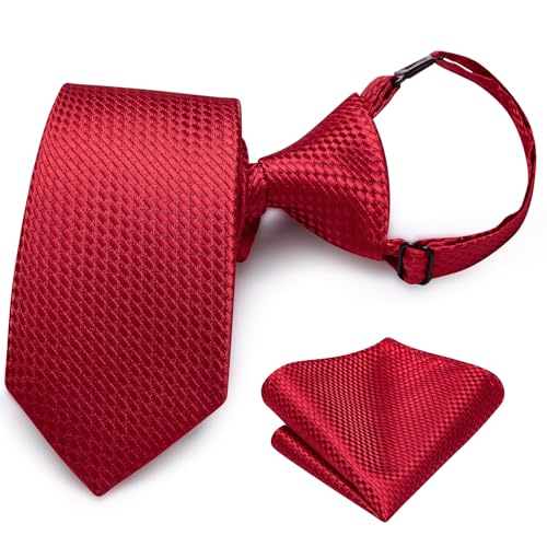 Image of Hi-Tie Boys Tie Pre-Tied Pocket Square Set Adjustable Kids Neckties Age 7-11 Years School UniForm Graduation