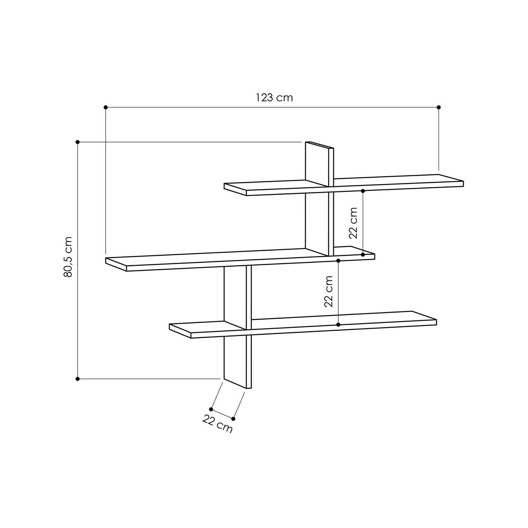 Dmora - Mensola Urania, Scaffale, Ripiano a muro, Scaffalatura multiuso, 123x22h81 cm, Antracite