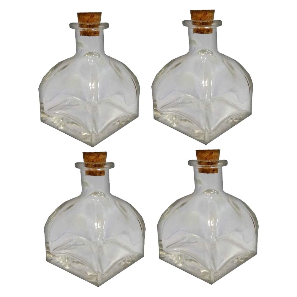JARBAZAARPremium Glass Diffuser Bottle with Classic Wooden Cork Lid @100ML, [Pack of 4]