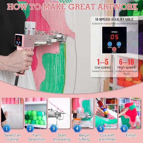 Image of Rug Tufting Gun with Carpet Trimmer Kit,Tufting Gun Starter Kit Professional Tufting Rug Making Machine,2 in 1 Cut Pile Loop Pile Tufting Gun Kits for Beginners and Amateur