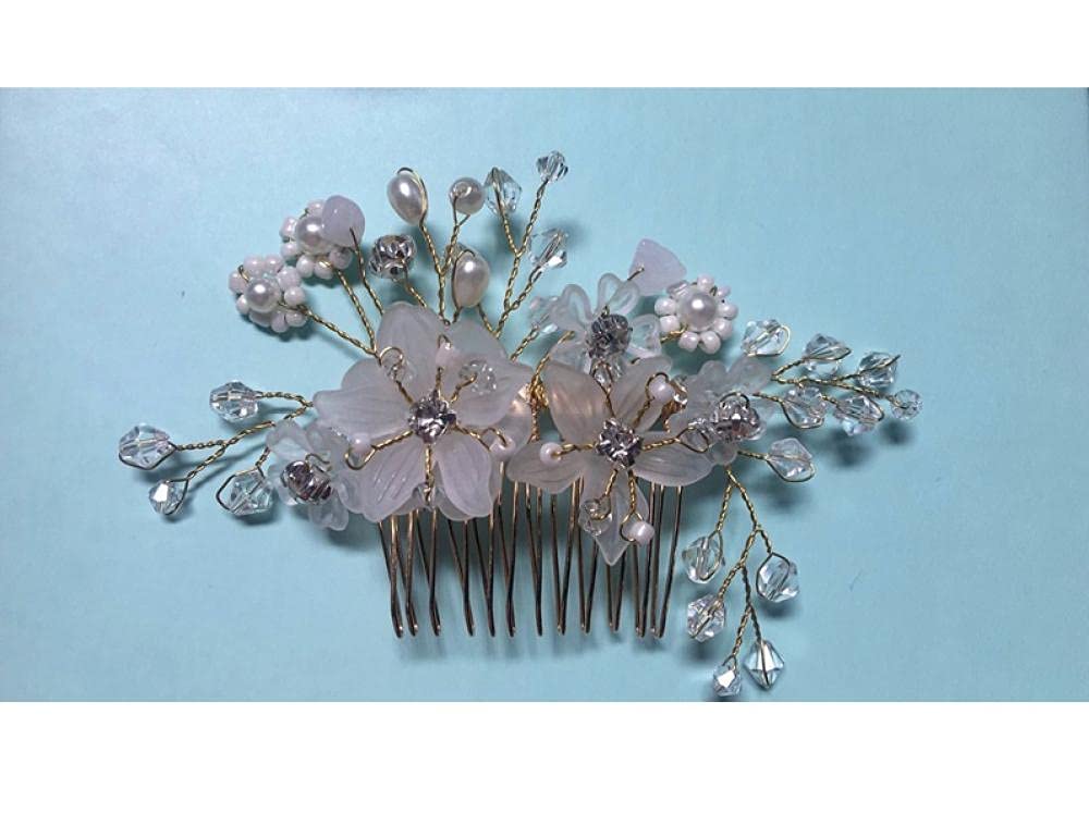 Braut-Blumen-Haarkamm, Braut-Blumen-Haarkamm (Silber), Strass-Perlen-Seitenkamm-Haar-Accessoires oder Abschlussball-Haarteil-Accessoires für Frauen und Mädchen
