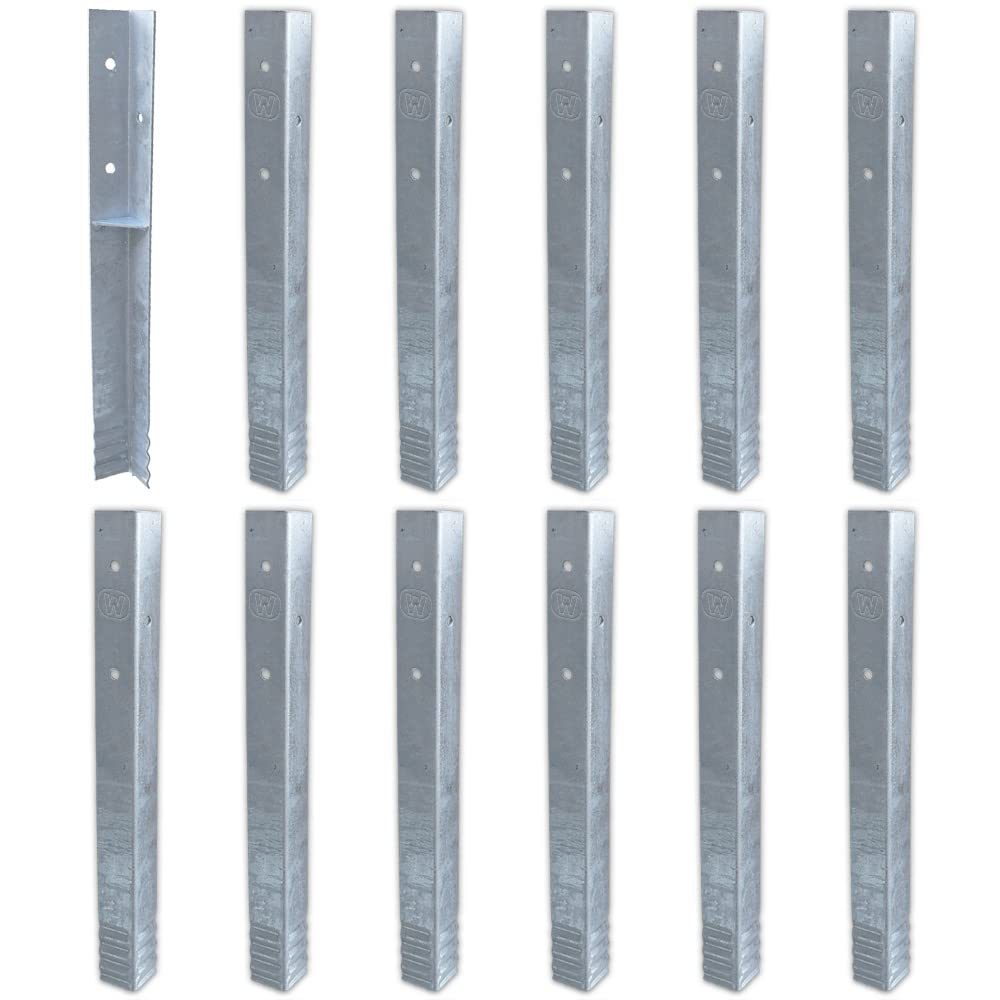 Wickey SolidLock Winkelanker aus feuerverzinktem Stahl für Spieltürme, Schaukeln, Stelzenhäuser - 12er-Set Anker inklusive Schrauben - Bodenanker, Erdanker 500x45x45 mm
