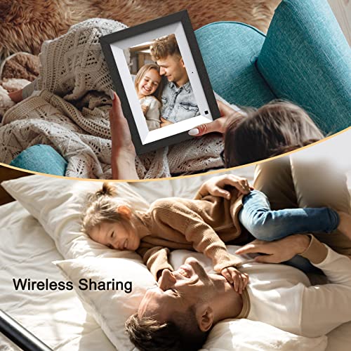 Image of Digital Photo Frame 8-inch Wood Digital Picture Frame - Electronic Picture Frame, 1280x800 IPS Touch Screen, 16GB, Auto Rotate, HD 1080P, Share Photos Videos with Email App, Unlimited Cloud Storage