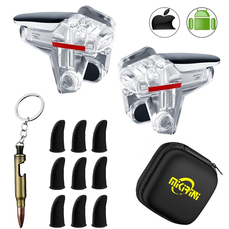 13 in 1 PUBG Mobile Phone Gaming Controller for Android Phone & iPhone | For Pubg/Call of Duty/Fortnitee, 6 fingers operation, Max Phone Thickness 13mm, with gaming finger sleeves & Organizer White