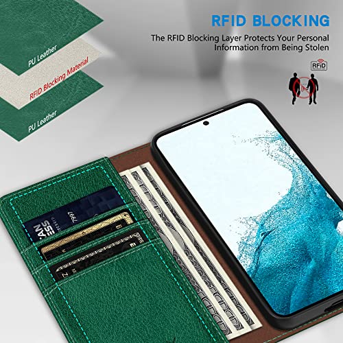 Image of ZZXX for Galaxy S23 Plus Wallet Case Strong Magnetic 6.6 inch,Green