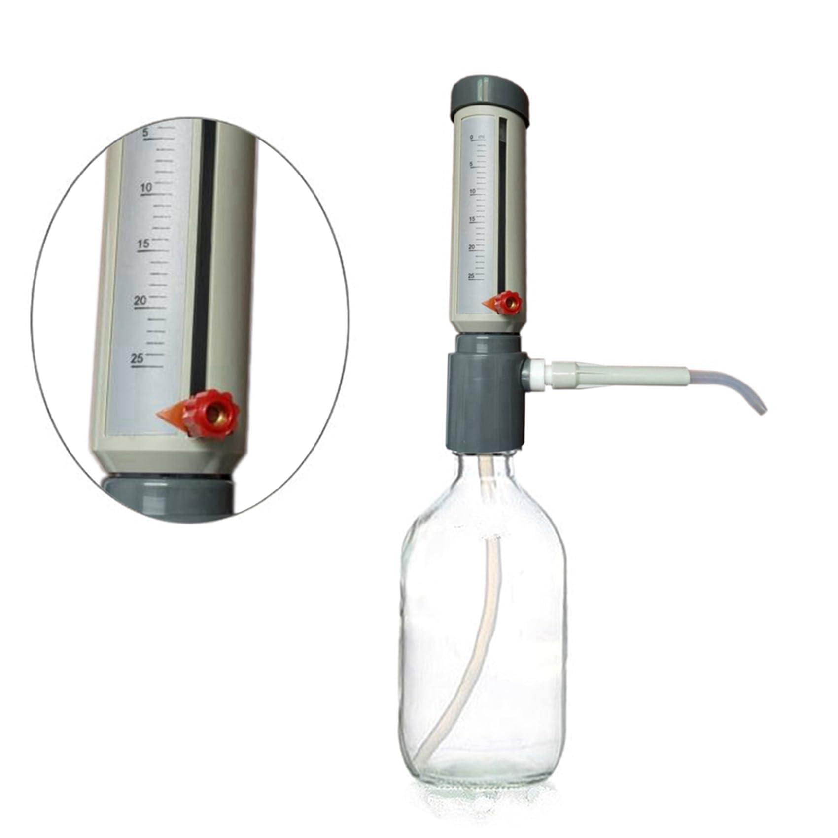 Dispenser Superiore per Bottiglie da Laboratorio 5-25 Ml Semi-Automatico Regolabile