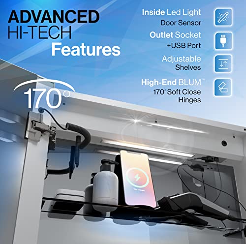 Kristallum Bathroom Mirror Cabinet - 24X32 Left Door - Led Medicine Cabinet With Lights W/Wireless Switch + Anti Fog/Waterproof/Dimmable/ 3 Colors Warm/Natural/White Cri >90, Etl Certified #TOP2