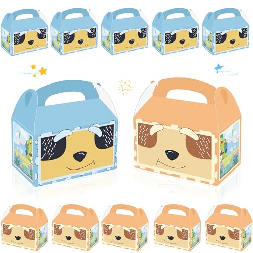 Cartoon Blue Dog Party Candy Bags 16pcs Dog Family Goodie Gift Boxes for Blue Puppy Theme Birthday Party Supplies