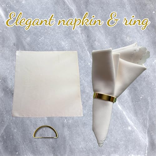Set de 6 platos cargadores de plástico dorados con servilletas y anillos miniatura 6
