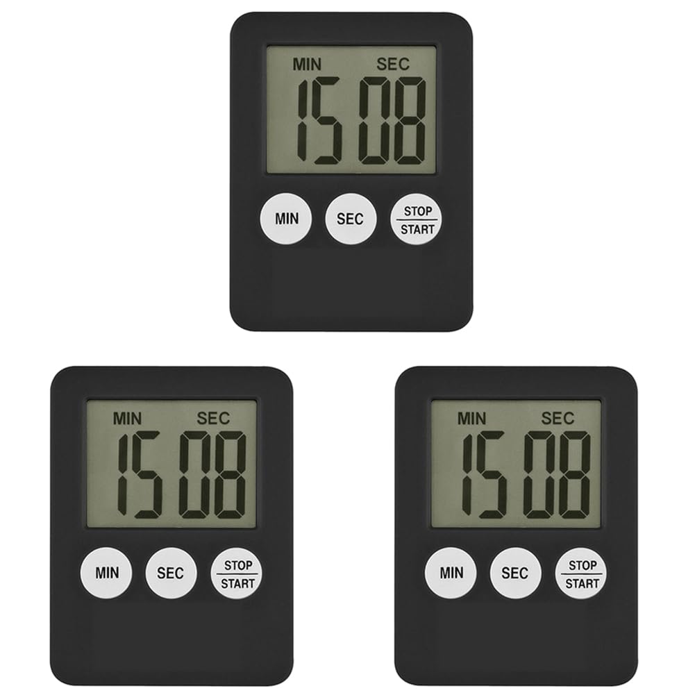Vjsujehgy 3X Super Thin LCD Digital Screen Kitchen Timer Square Cooking Count Up Countdown Alarm Magnet Clock