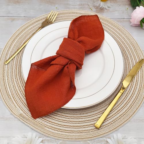 6 Servilletas de Tela 16x16 Pulgadas Algodón Naranja miniatura 2