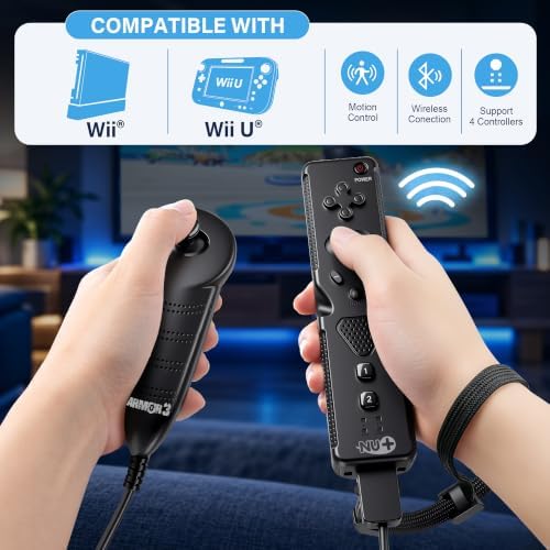 Nuwave Deluxe Wii Remote & Nunchuck Set with Built-In Motion Plus - Black — 사진 2