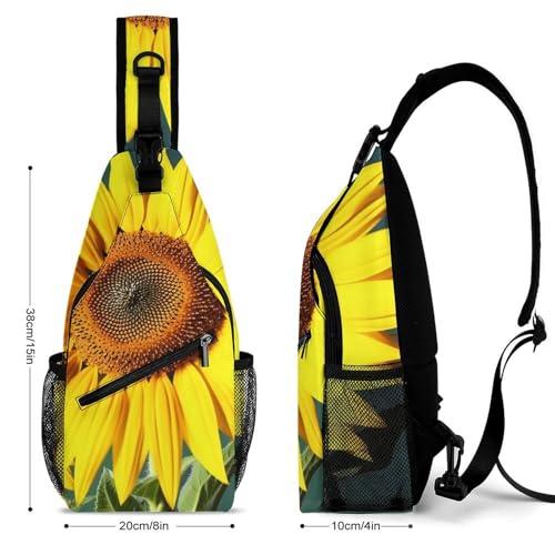 Mochila de pecho tipo sling Bloom Sunflower para hiking miniatura 2